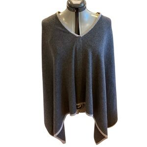 Cashmere poncho gray and white one size